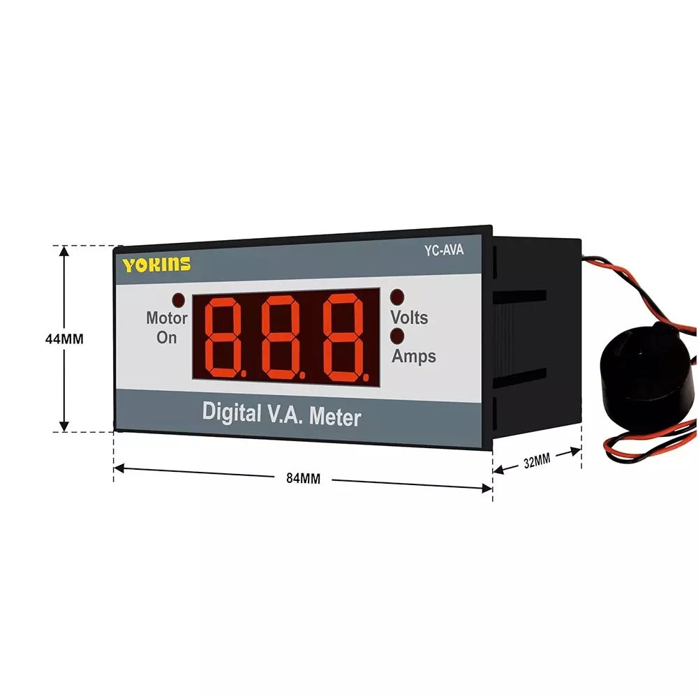 Yokins Digital Volt-Amp Meter Rectangle Black 90-500 V AC Voltage Range for Electrical Panel & Submersible Panel Testing, YC-AVA