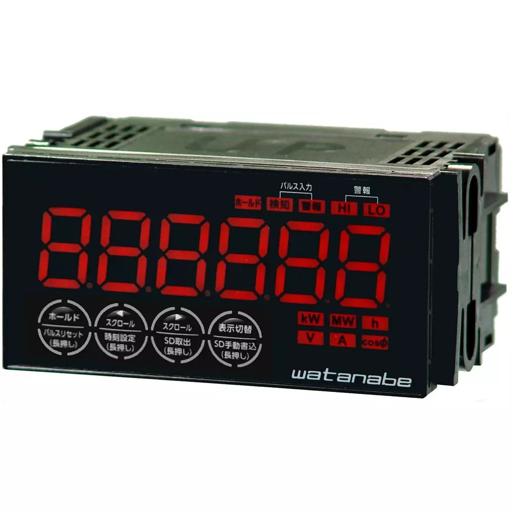 Watanabe Electric Digital Panel Meter 3-Phase 3-Wire AC 220 V, WLD-PA33R-205U-5A100/CTL-10-CLS9-L0