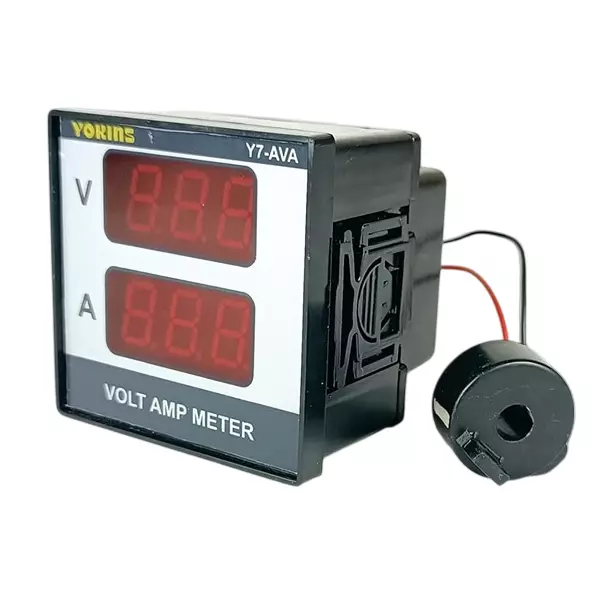 Yokins Digital Volt-Amp Meter Sqaure Black 30.48 cm Wire Length 0-500 V AC Voltage Range for Panel Testing, Y7-AVA