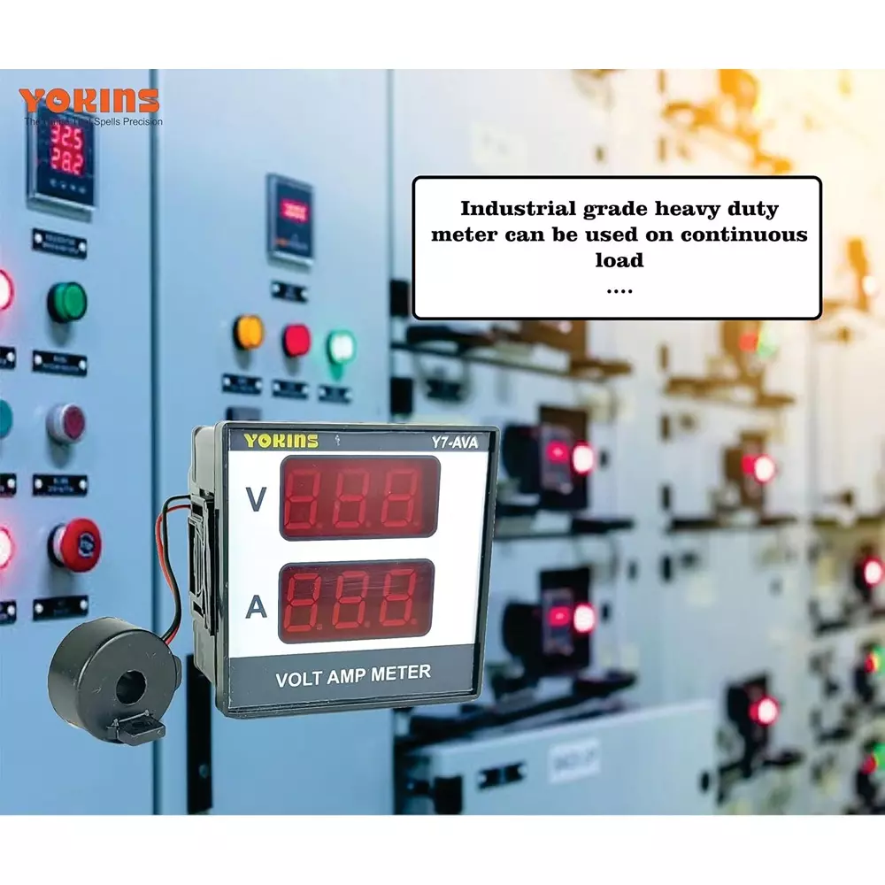 Yokins Digital Volt-Amp Meter Sqaure Black 30.48 cm Wire Length 0-500 V AC Voltage Range for Panel Testing, Y7-AVA