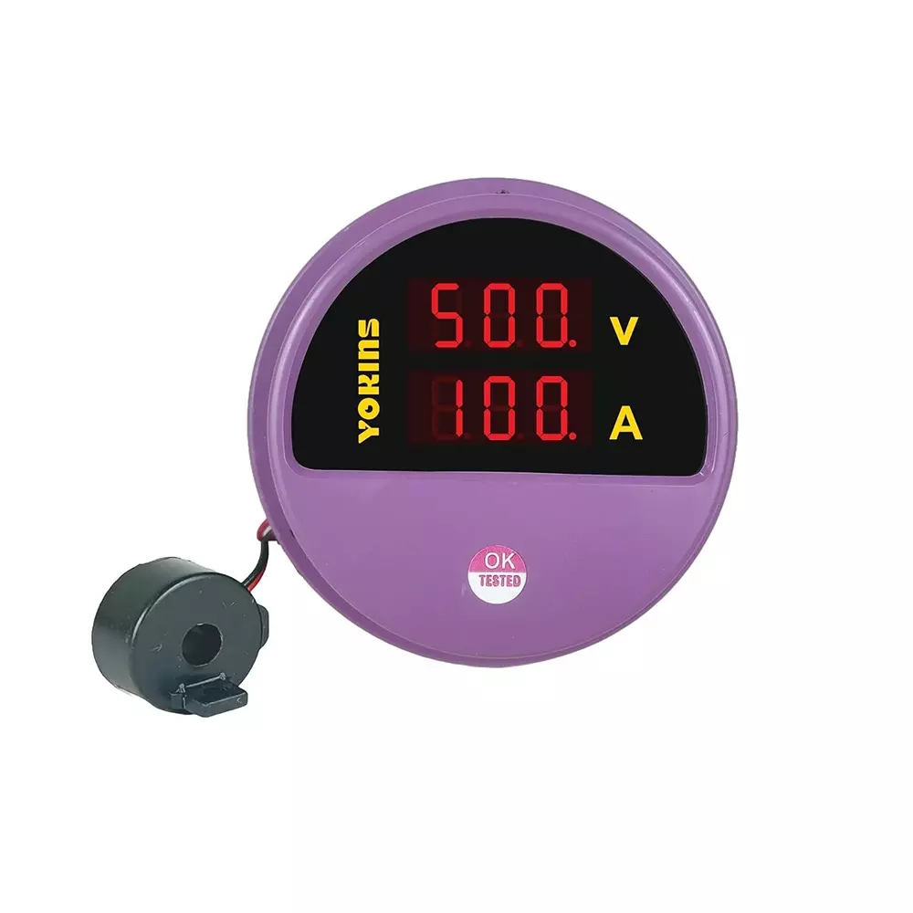 Yokins Digital Volt-Amp Meter Round Purple 90-500 V AC Voltage Range for Electrical Panel & Submersible Panel Testing, YR-AVA