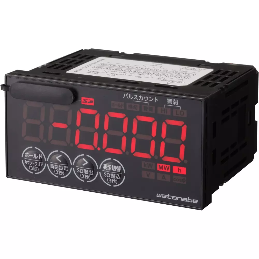 Watanabe Electric Digital Panel Meter 3-Phase 3-Wire AC 220 V, WLD-PA33S-215U-3A000/CTL-10-CLS9-L0