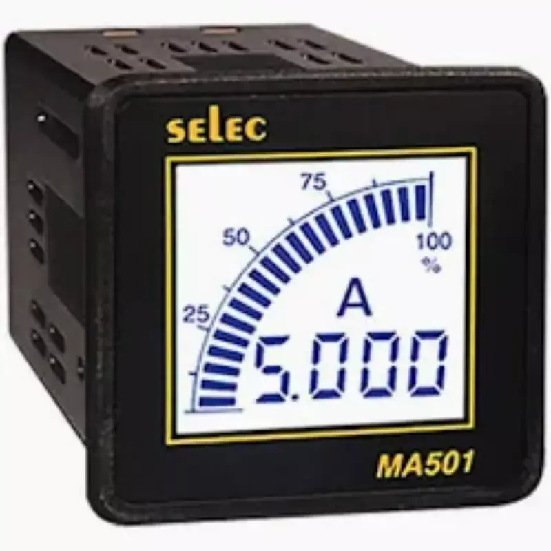 SELEC Digital Panel Meter (1/16 DIN) Panel Mount 4-Digit LCD with Backlight 48 x 48 mm, MA501-CU
