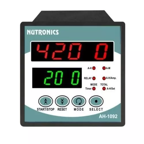 Nutronics Digital Ampere Hour Meter Dual Display 96x96mm 230V AC, AH-1092