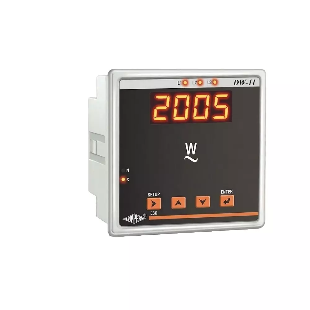 Nippen Digital Watt Meter 1 Phase Single Element 1 A Current, 230 V Rated Voltage and 96X96 mm Size, DW-11(96)