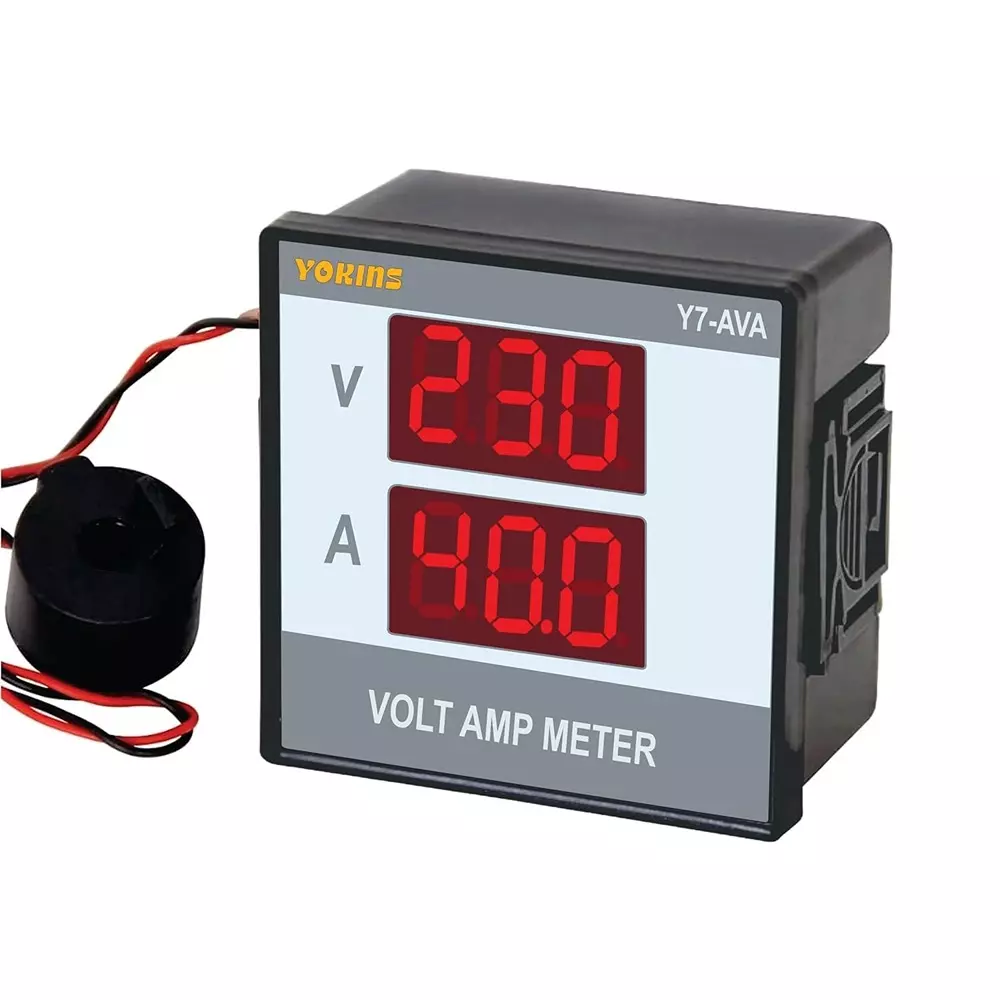 Yokins Economy Series Digital Volt & Ampere Meter 0 – 500 V AC Dual Line Digital Display 1.0 – 50 A, Y7-AVA