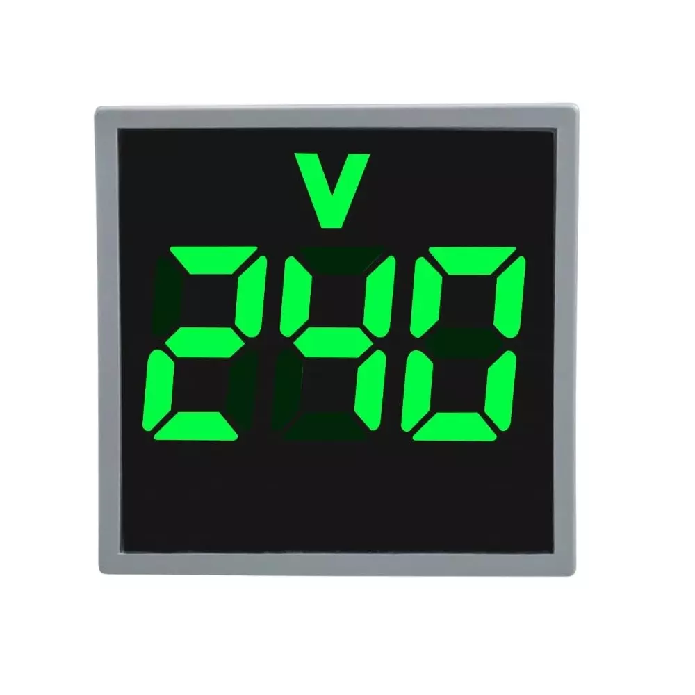 YOKINS AC Digital Compact Volt Meter 20-500 V AC Voltage Self Powered Square Shape Green 3 Digit 22 mm Hole Diameter