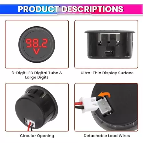 amicisense-voltmeter-5-to-100-vdc-3-digit-led-digital-display-battery-monitor-bike-for-battery-voltage-monitoring