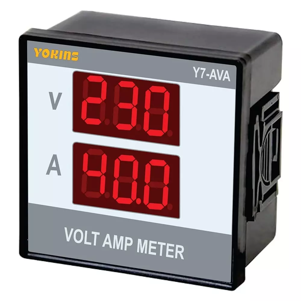 Yokins Economy Series Digital Volt & Ampere Meter 90 – 500 V AC Dual Line Digital Display 1.0 – 50 A, Y7-AVA (Pack of 5)
