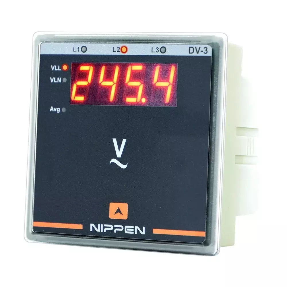 nippen-digital-voltmeter-ac-3-phase--4-wire-upto-500-v-ac-display-range-and-96x96-mm-size-dv-31row96