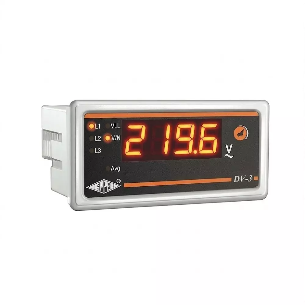 Nippen Digital Voltmeter AC 3 Phase - 4 Wire, Upto 500 V AC Display Range and 48X96 mm Size, DV-3(1Row)(48)
