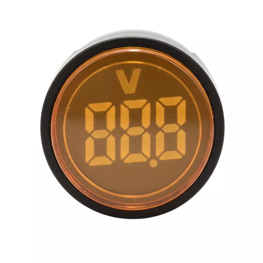 G-SENS Volt Meter 22.5 mm Plastic Round 50-500 V AC Yellow, AD101-22VM