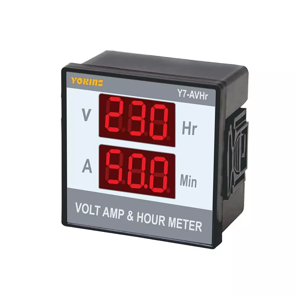 Yokins Economy Series Digital Volt, Ampere & Hour Meter 90 – 500 V AC Dual Line Digital Display 0 – 50 A, Y7-AVHr