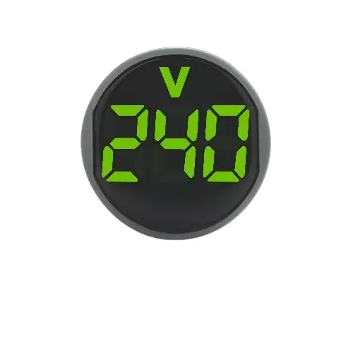 YOKINS AC Digital Compact Volt Meter 20-500 V AC Voltage Self Powered Round Shape Green 3 Digit 22 mm Hole Diameter