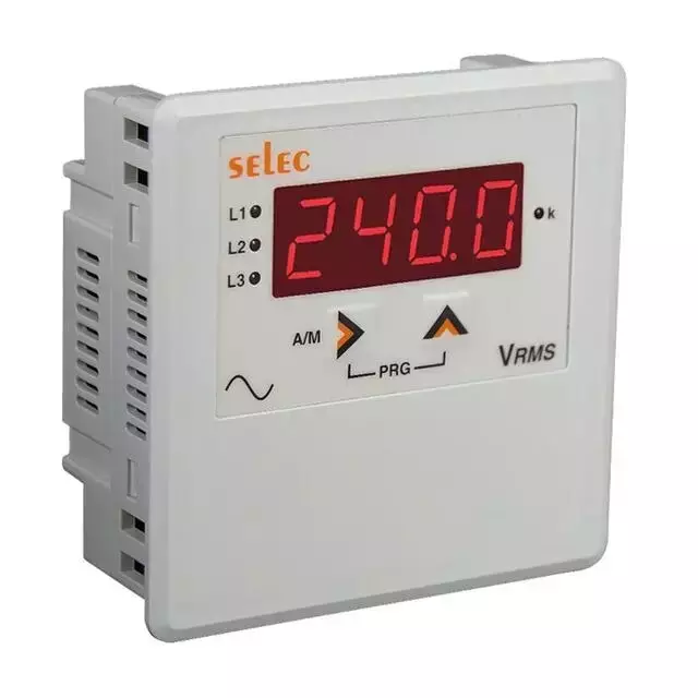 Selec Voltmeter with LED Display 10 Digital, Auxiliary Supply of 40 to 300 V AC/ DC, 96x96 mm Size