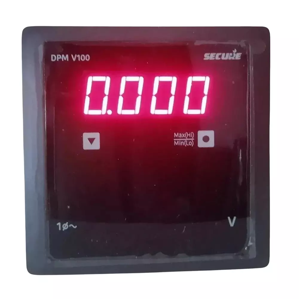 Secure DPM Series AC Voltmeter 1 Phase 1 Line 4 Digit LED Display 96x96 mm, 20 to 500 V Range and 0.5 Accuracy Class, DPM V100