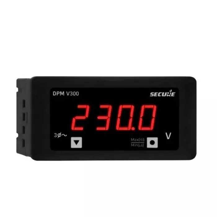 Secure DPM Series AC Voltmeter 3 Phase 1 Line 4 Digit LED Display 96x48 mm, 20 to 500 V Range and 0.5 Accuracy Class, DPM V300
