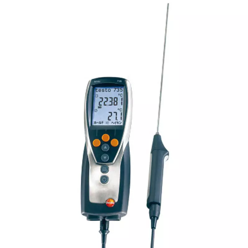 Testo Thermometer Set TESTO735-1, high precision Pt100 immersion temperature probe 0614.0235, TESTO735-1SET