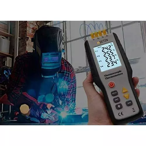HSETIN Thermocouple Temperature Meter K Type Instant Read Thermocouple, 4 Channel and -200 to 1372°C Range, HT- 9815