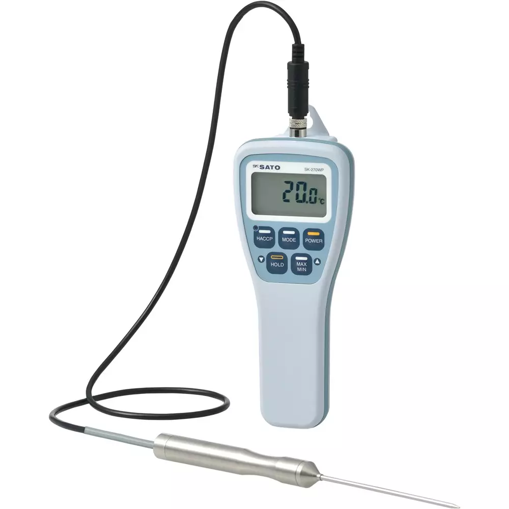 SATO KEIRYOKI Waterproof Digital Thermometer -40.0 to 250.0 ℃ Measuring Range, SK-270WP (with S270WP-01-1.5)