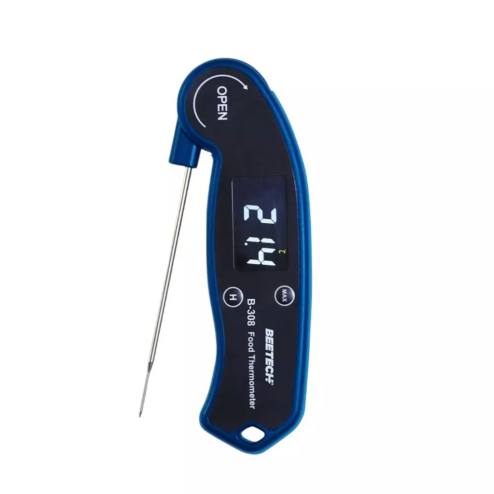 BEETECH Digital Food Thermometer with Large Backlit LCD Display, At least 60 Hours Battery Life and Over-Range Indication, B-308