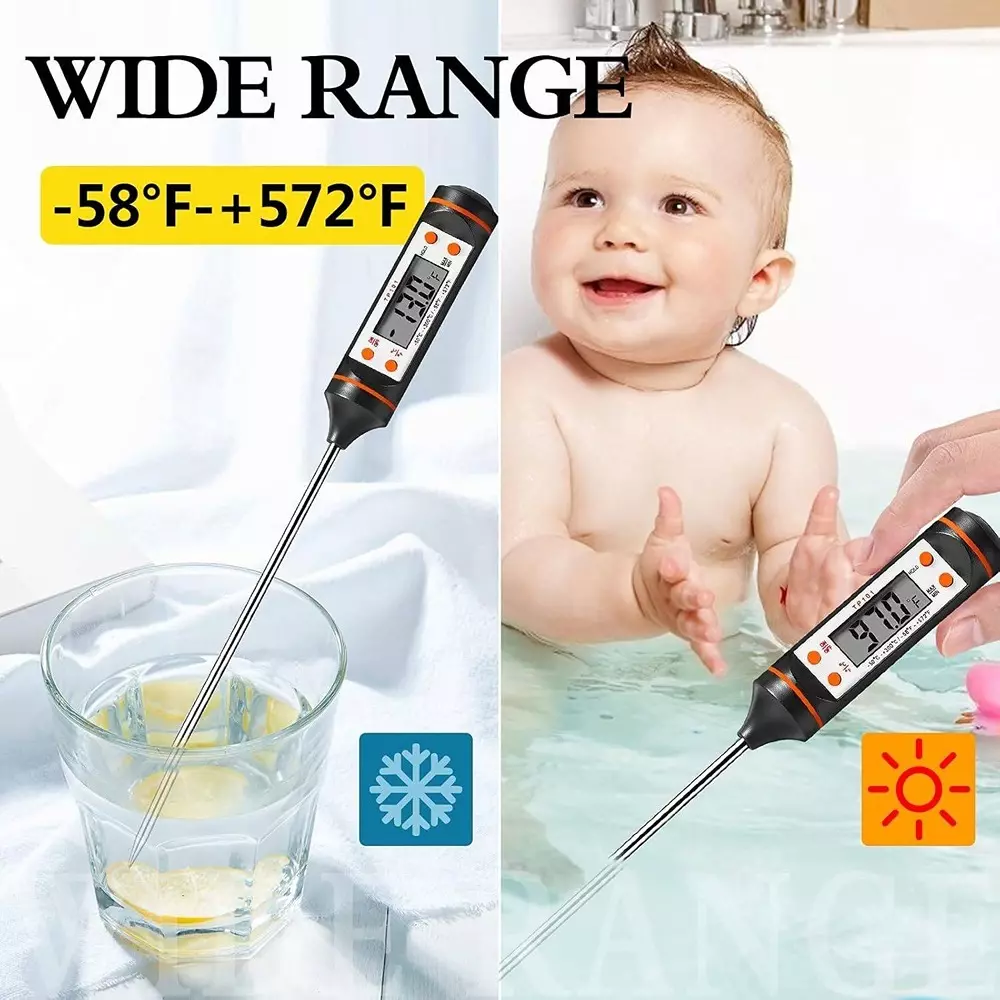 HSETIN Digital Food Thermometer with -50°C to 300°C Temperature Range and 0.1 °C Resolution, TP-101-2 (Pack of 2)