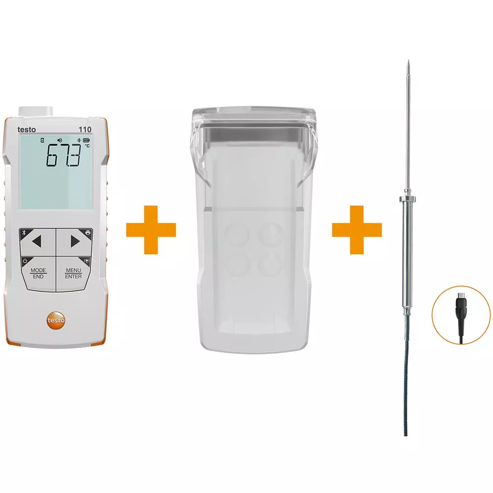 Testo Thermometer Set Food-grade stainless steel probe, TopSafe protector Included Components, 0563 0112