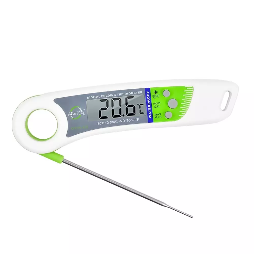 ACETEQ Folding Food Thermometer 500 Milliseconds Response Time Digital Display Stainless Steel, DTM-X9