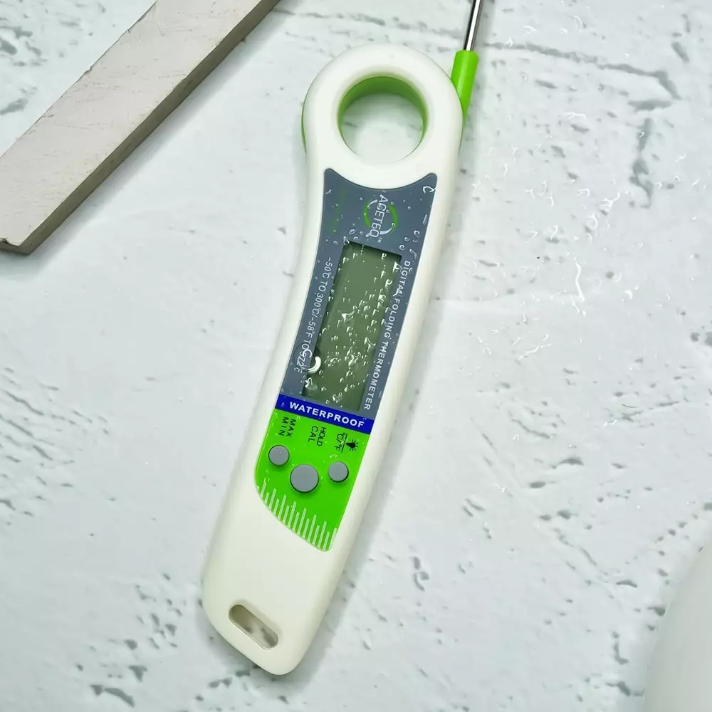 ACETEQ Folding Food Thermometer 500 Milliseconds Response Time Digital Display Stainless Steel, DTM-X9