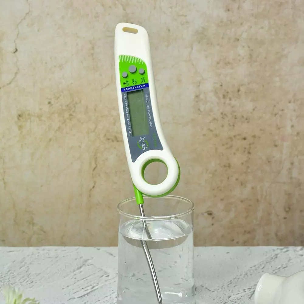 ACETEQ Folding Food Thermometer 500 Milliseconds Response Time Digital Display Stainless Steel, DTM-X9