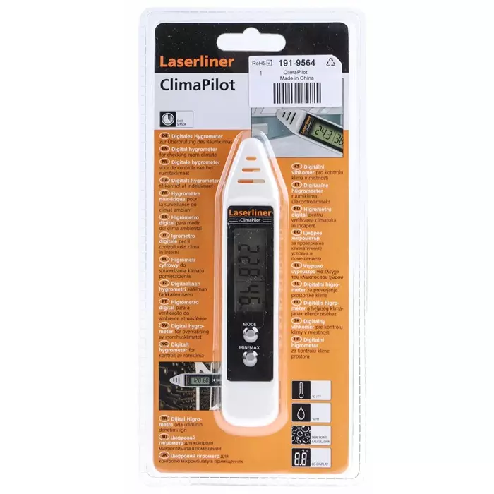 Laserliner Digital Hygrometer ±2 %RH Accuracy 99%RH Max, 082.034A