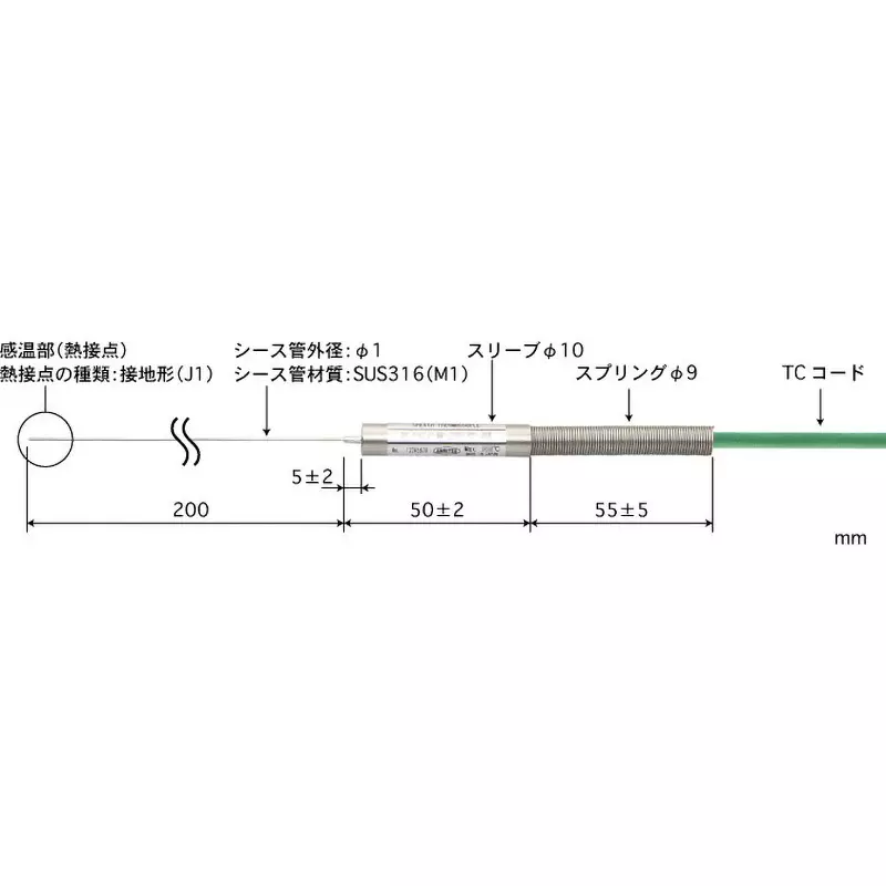 Anritsu Temperature Sensor E Type Thermocouple 1 m Cable Length, B1.0-E-J1-M1-L200-TC1-ASP