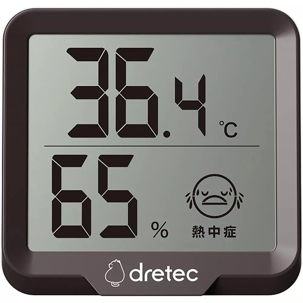 DRETEC Digital Thermometer And Hygrometer Heatstroke/Influenza Indication: Heatstroke: 4 levels, Influenza: 2 levels, O-448BR
