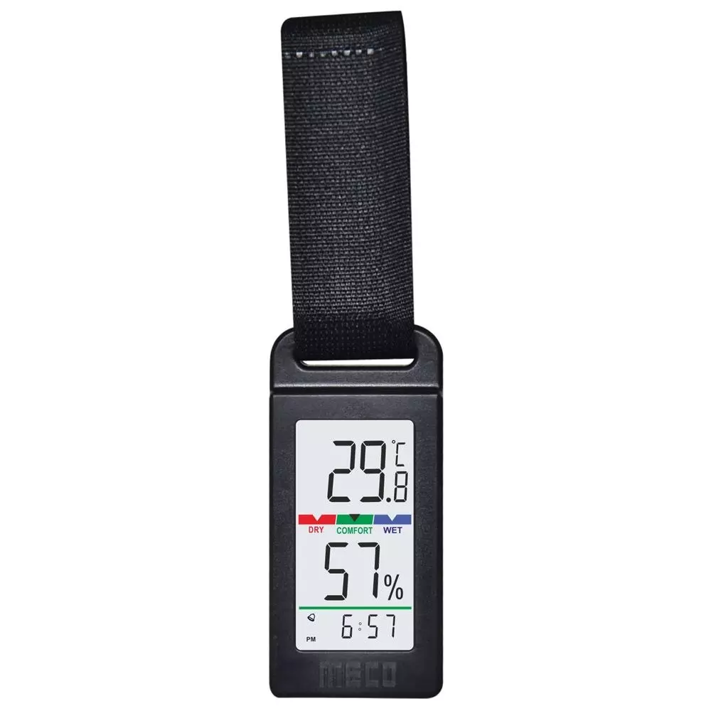 MECO Portable Temperature & RH Meter with Clock -20°C - 90°C Temp. Range and 10% - 95% Humidity, PTHM-90