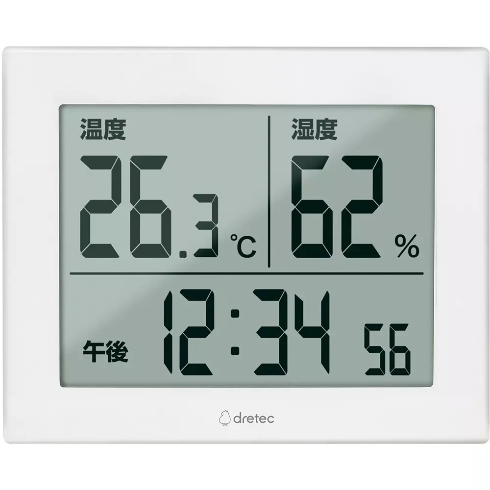 DRETEC Thermo-Hygrometer There is a hook hole for wall hanging, and there is a leaning stand Specifications AAA, O-506WT