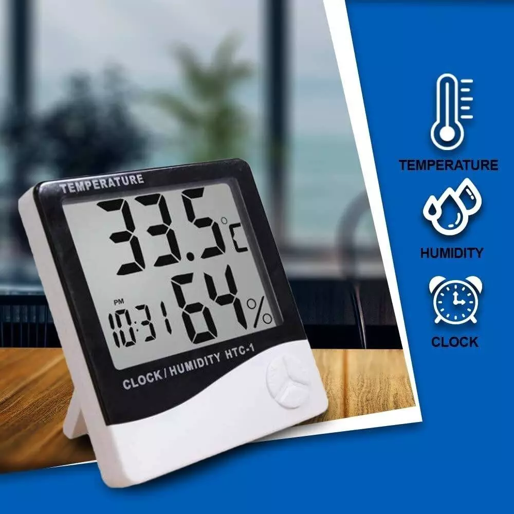 HSETIN Thermo Hygrometer Touch Free with LCD Display and Alarm, HTC 1