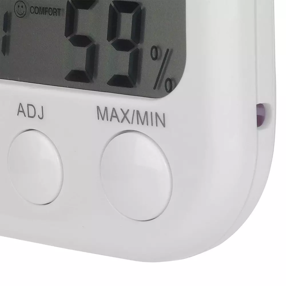 MxRady Digital Thermohygrometer Touch Free with Alarm Function, LCD Display and Plastic Body, White, CX-203