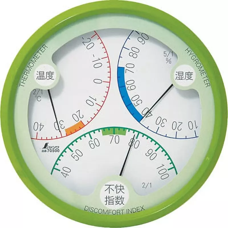 Shinwa Rules Temperature / Humidity / Discomfort Index Meter with General Calibration Φ156x30 mm, 70500