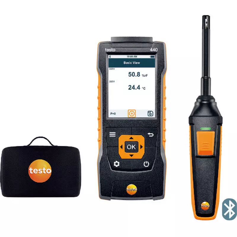 Testo Thermohygrometer Set cordless with carrying case Included Components -20 to 70 ℃ Measuring Range, 0563 4404