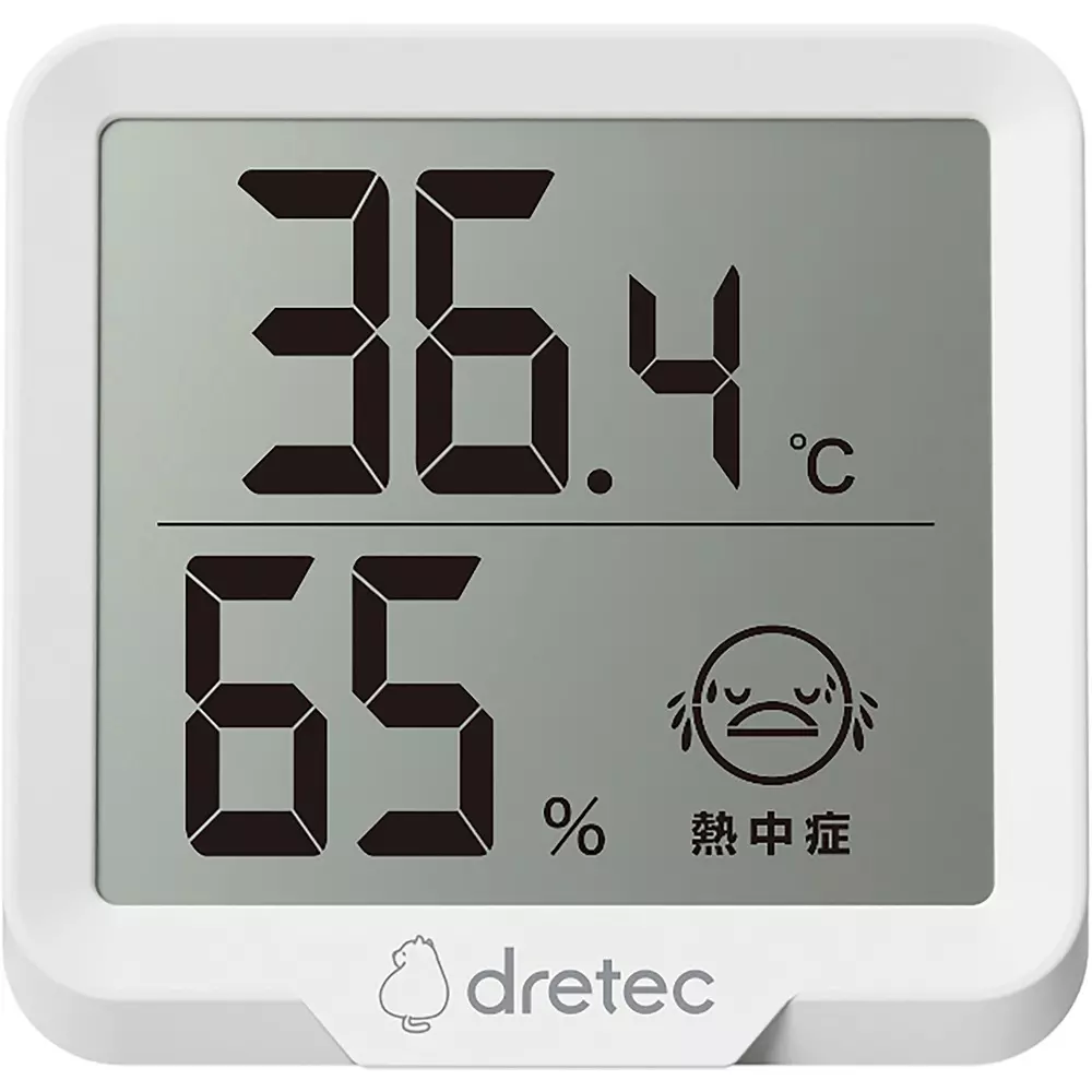 DRETEC Digital Thermometer And Hygrometer Heatstroke/Influenza Indication: Heatstroke: 4 levels, Influenza: 2 levels, O-448WT