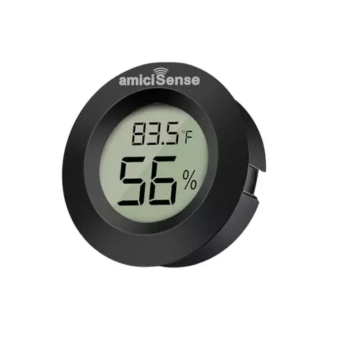 amiciSense Mini Thermometer and Hygrometer Digital Temp Humidity Monitor with Sensor for Home, Office, Car, Schools, Labs