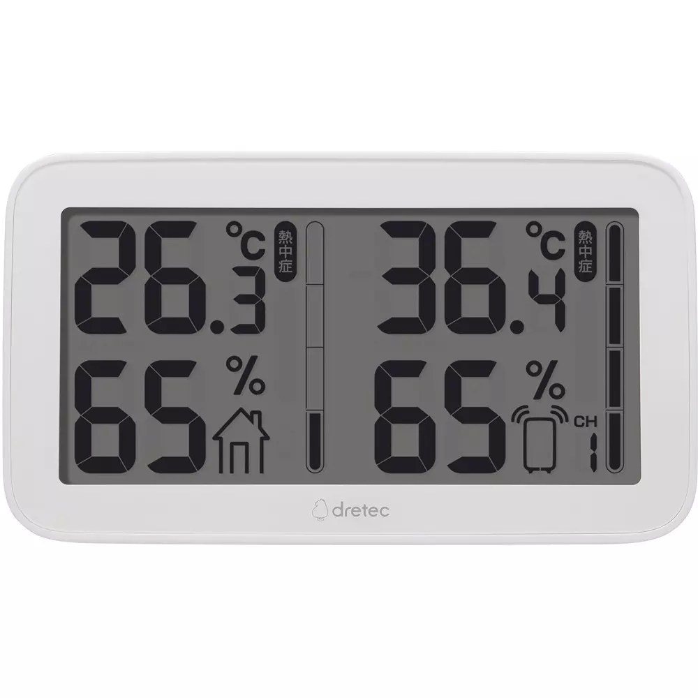 DRETEC Cordless Thermohygrometer Remote unit installation distance: 30 m, with stand (main unit) Specifications 4 x, O-419WT