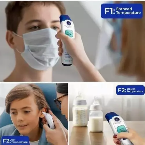 BPL Medical Technologies Dual Infrared Thermometer White Digital Display 20 Readings Plastic ‎Battery Powered for Babies and Adults, Accu Digit