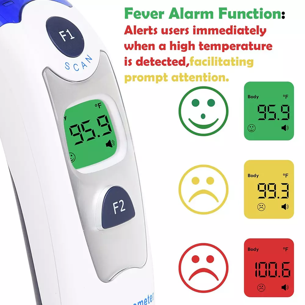 BPL Medical Technologies Dual Infrared Thermometer White Digital Display 20 Readings Plastic ‎Battery Powered for Babies and Adults, Accu Digit