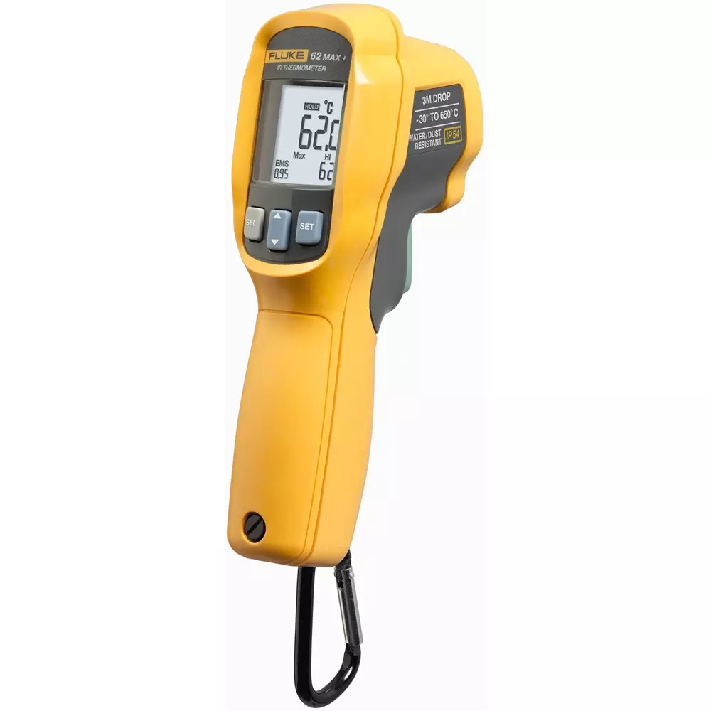 Fluke Radiation Thermometer AA batteryx1, hook Included Components - Accuracy - Temperature Range, FLUKE-62 MAX+/J