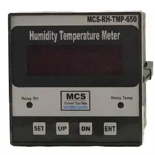 MCS 2 Set Point Humidity Controller Meter 00 to 99 % RH Seven Segment Bright LED Display for Industrial Use, MCS-RH-TMP-650