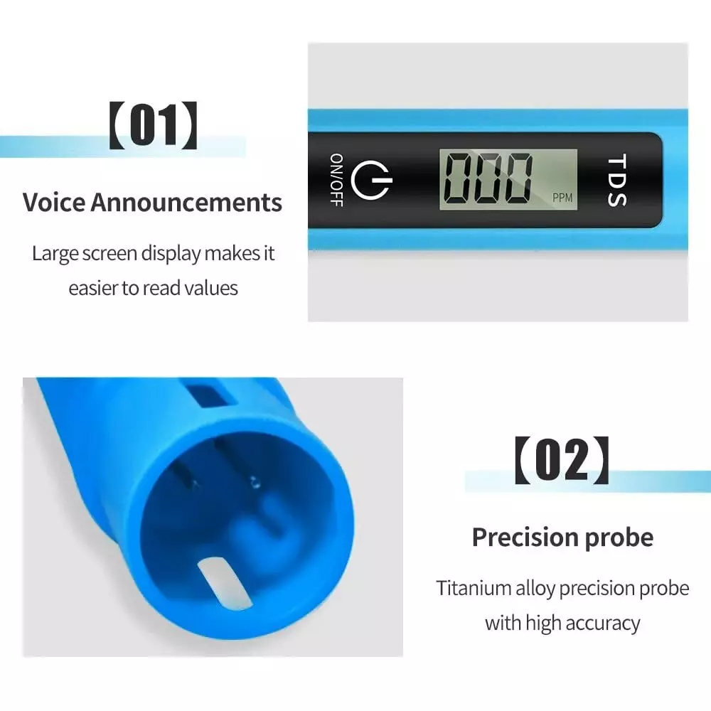 Themisto Digital TDS Meter 0-9990 ppm Battery Powered Cyan, TDS-20