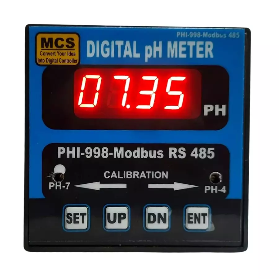 MCS Heavy Duty Modbus 485 pH Meter Online 0.00 to 14.00 pH Single Phase Blue & Black 50 Hz for Industrial Use, PHC-998-Modbus485