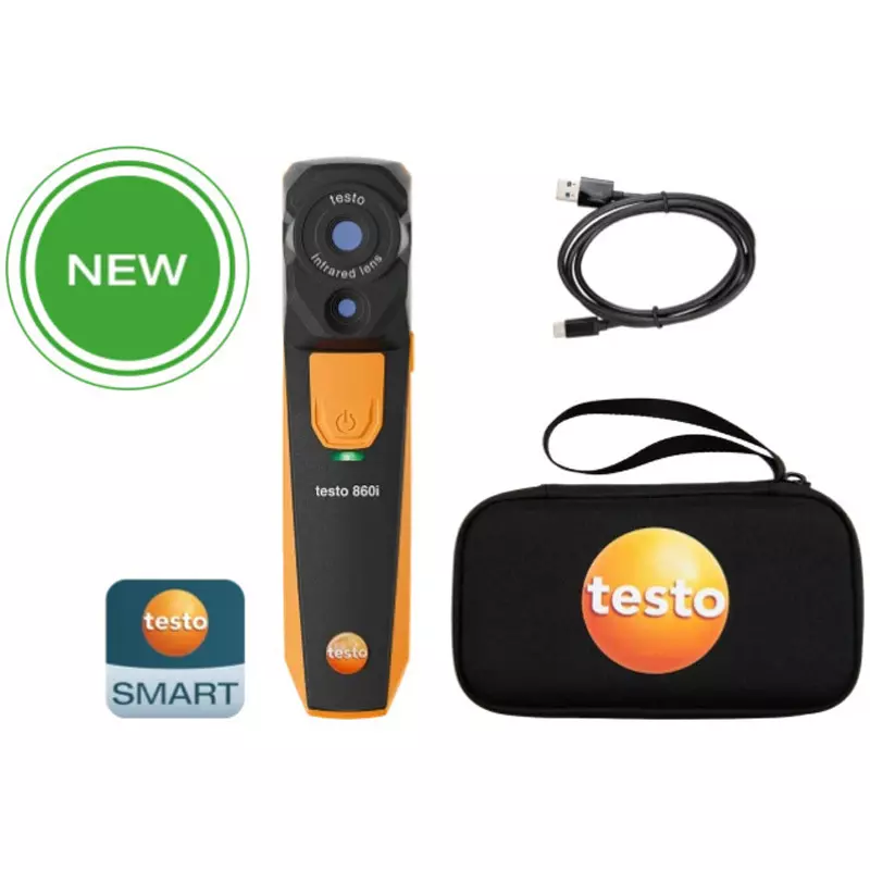 Testo Smartphone Thermography Set Main unit, USB Type C cable (5 V/2 A), case Included Components, 0563 0860