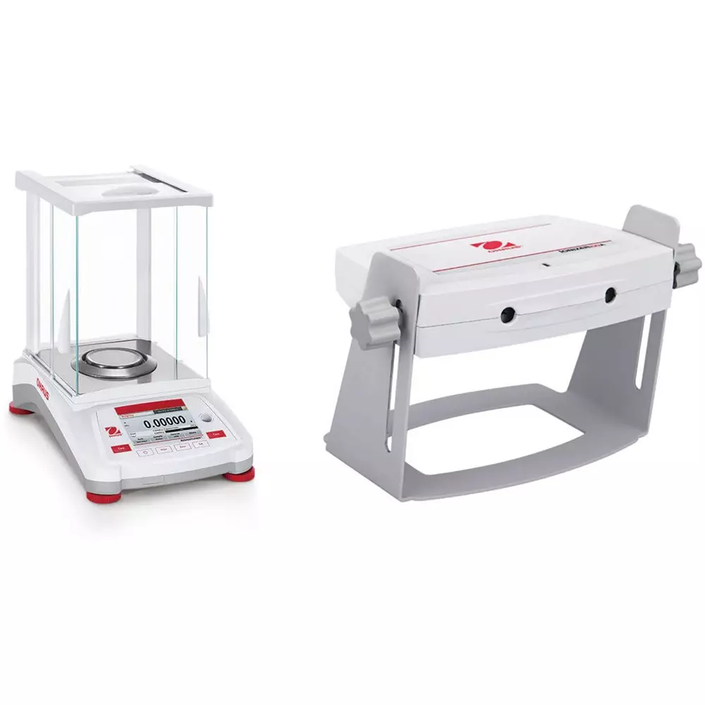 OHAUS Precision Balance milligrams; grams; custom Measurement Type, Minimum weight (USP, 0.1%, typical value), AX85+ION-100A